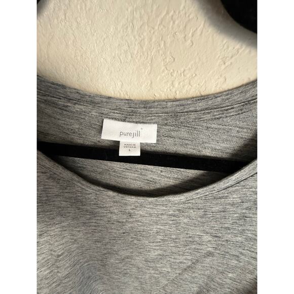 Pure Jill Gray Long Sleeve Top Size L Pima Cotton Tencel Modal Blend Lightweight - Picture 2 of 4